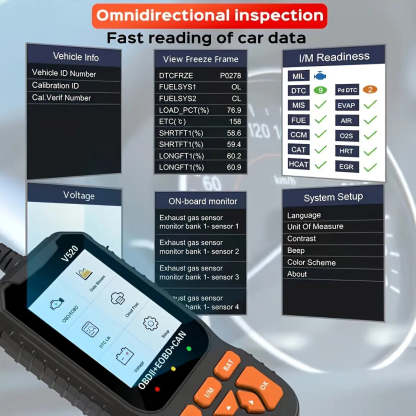 V520 OBD2 Scanner Car Diagnostic Tool, Code Reader with Live Data Stream, Battery Voltage Test & I/M Readiness for All OBDII Vehicles