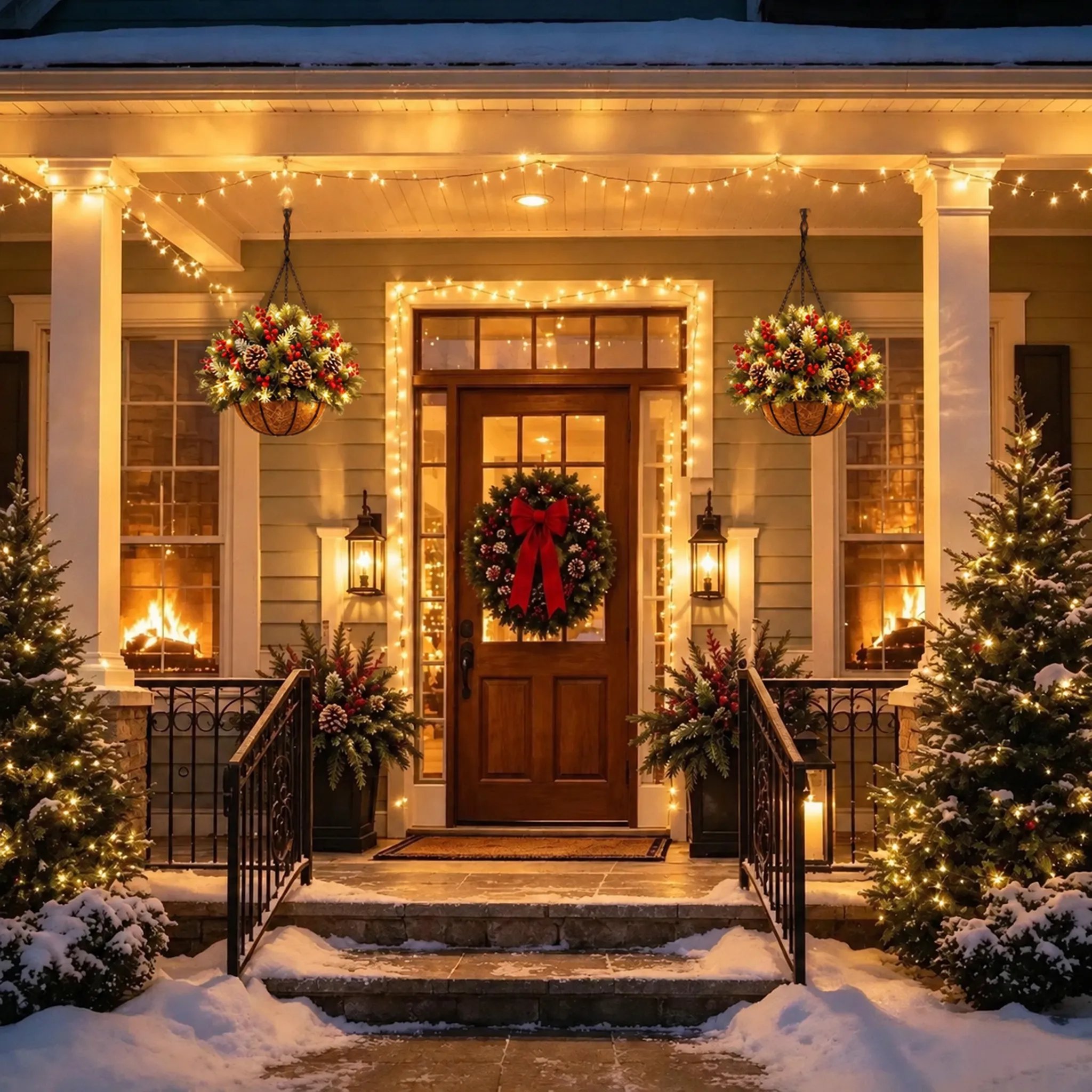 🎄🏆Christmas basket with built-in lights |🎄 With built-in lights, weatherproof and maintenance-free