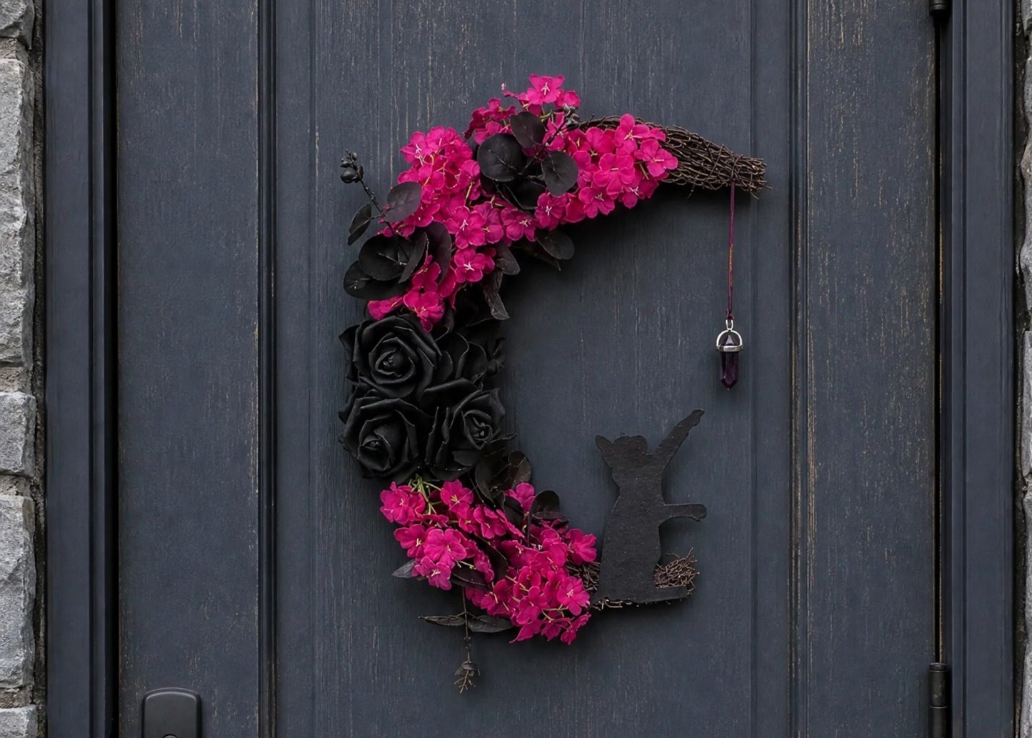 Handmade Halloween Cat Wreath🐈‍⬛🌙