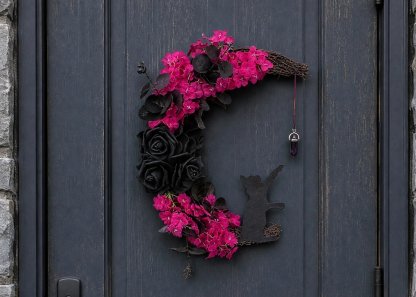 Handmade Halloween Cat Wreath🐈‍⬛🌙