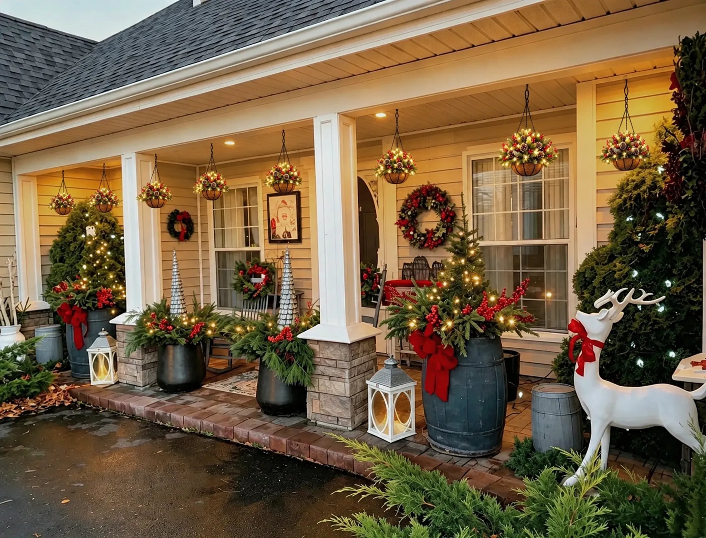 🎄🏆Christmas basket with built-in lights |🎄 With built-in lights, weatherproof and maintenance-free
