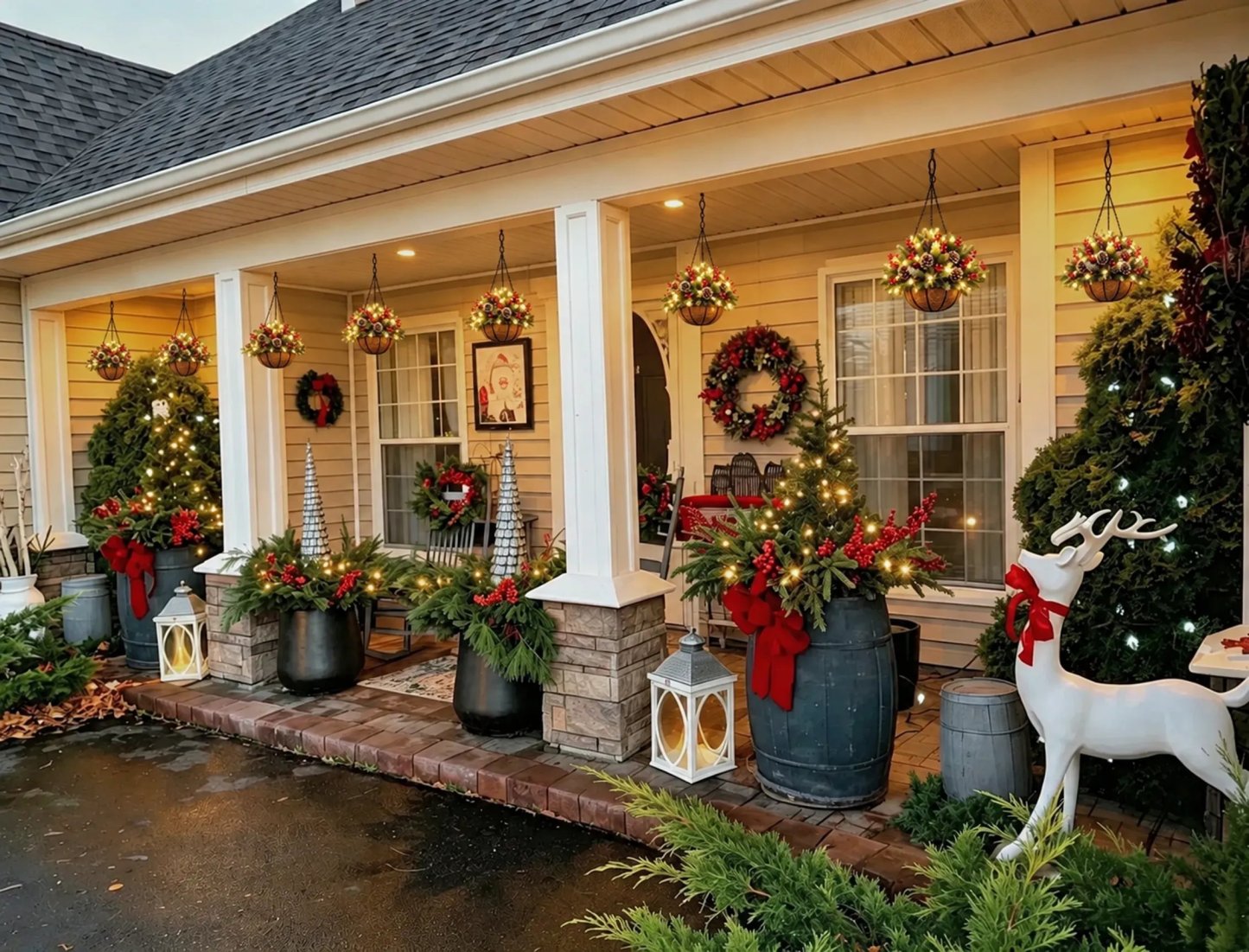 🎄🏆Christmas basket with built-in lights |🎄 With built-in lights, weatherproof and maintenance-free
