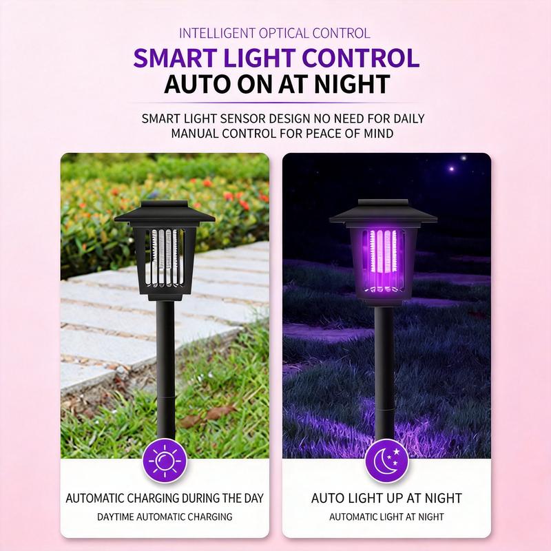 Eco-Friendly  3-in-1 Flickering Flame - Solar Powered Mosquito Zapper & Garden Stake Light
