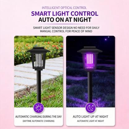 Eco-Friendly  3-in-1 Flickering Flame - Solar Powered Mosquito Zapper & Garden Stake Light