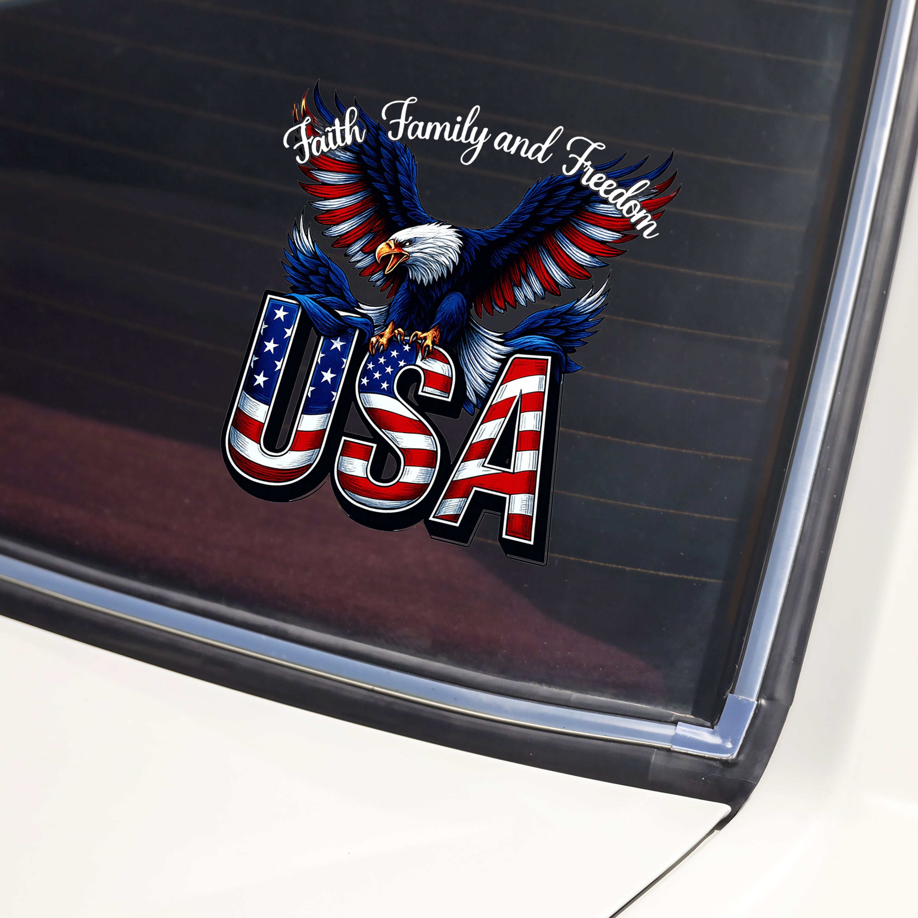 Faith, Family & Freedom 250 Years of America Car Window Decal Sticker