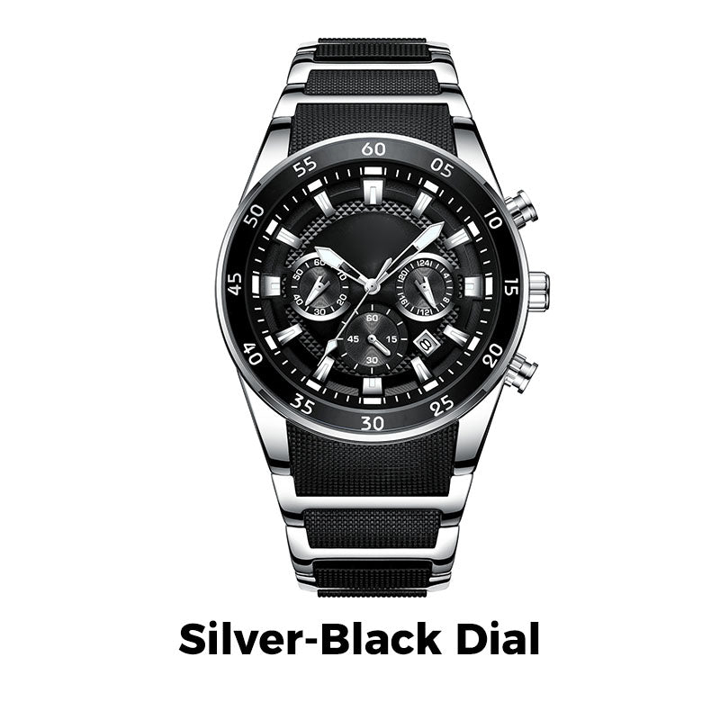 ✨ Men's Waterproof Multifunctional Quartz Watch – Chronograph Design, Luminous Hands & Stainless Steel 🌊