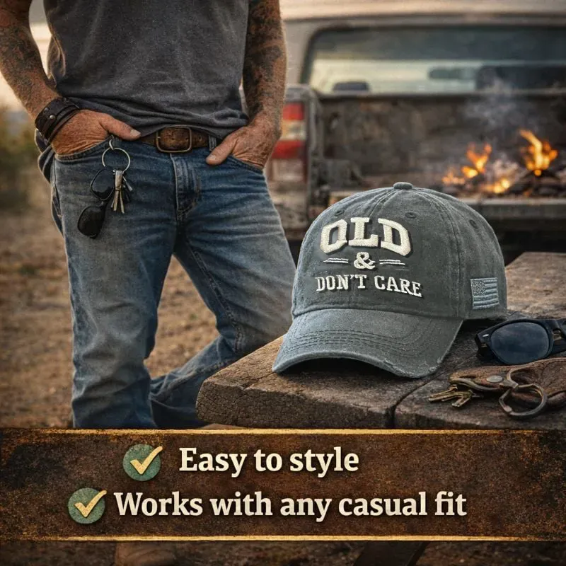 🧢 Vintage Distressed “OLD & DON’T CARE” Cap