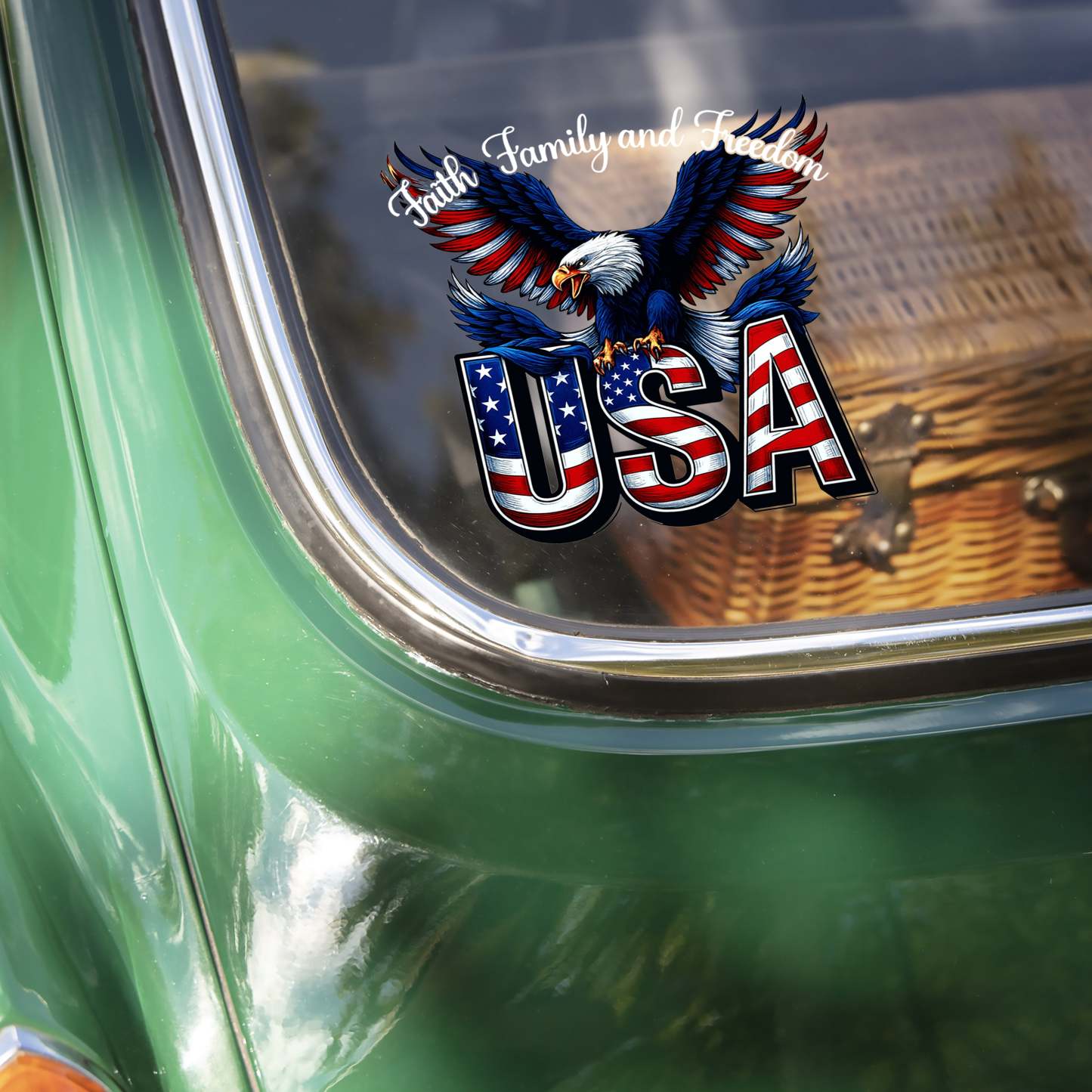 Faith, Family & Freedom 250 Years of America Car Window Decal Sticker