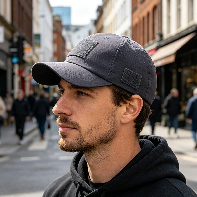 Tactical Baseball Cap with Patch — Breathable Ripstop Hat, Adjustable Fit, Hook & Loop Panels.
