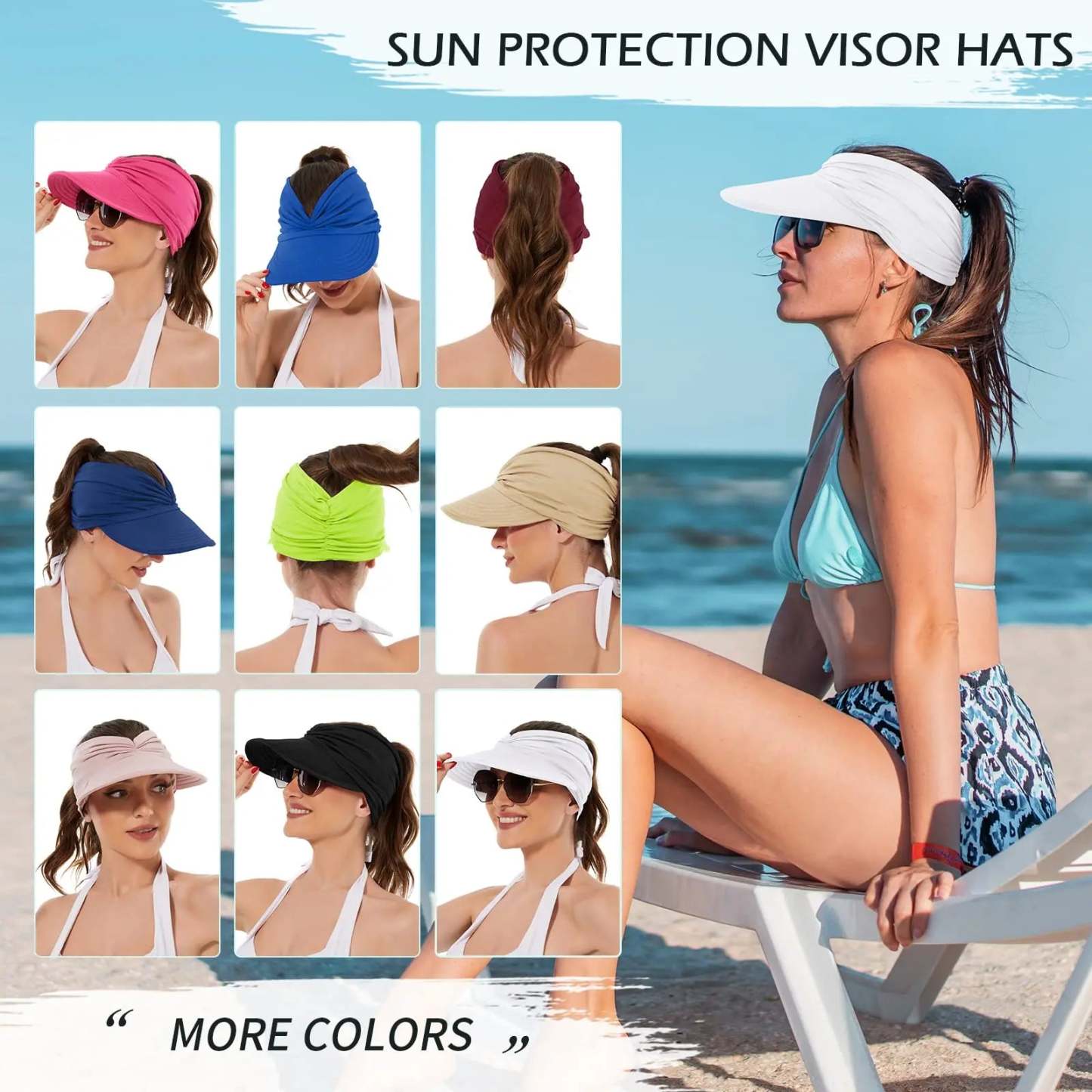 Women's UPF 50+ UV Protection Sun Visor Hat