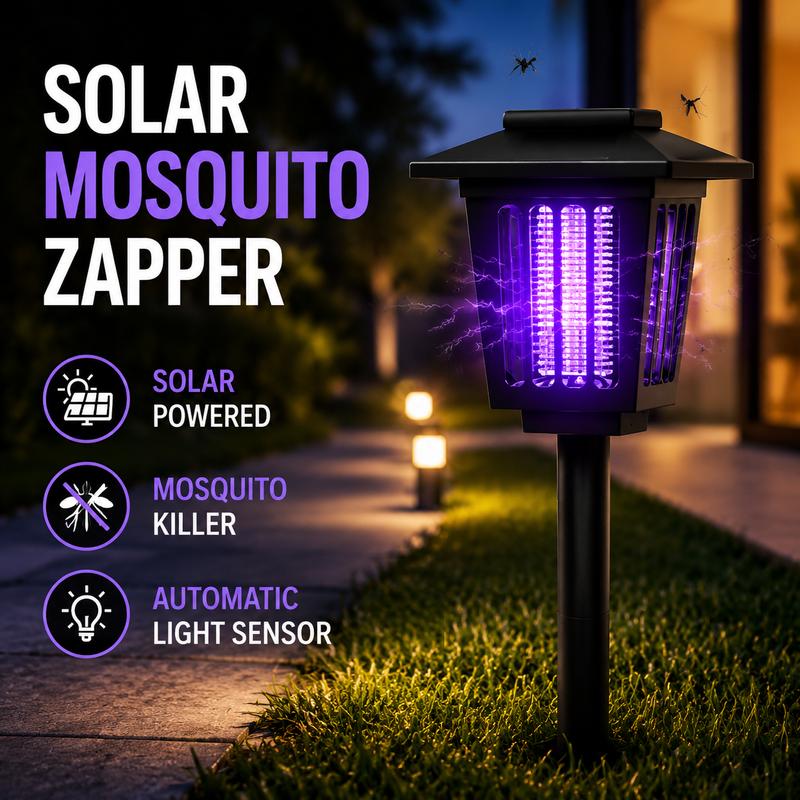 Eco-Friendly  3-in-1 Flickering Flame - Solar Powered Mosquito Zapper & Garden Stake Light