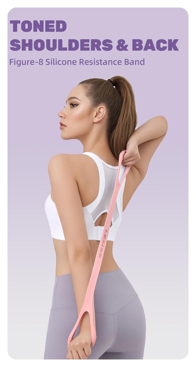 LEXI Resistance Bands Figure 8 Exercise Bands for Women Silicone Material Expander Band for Arms Chest Home Gym Yoga Equipment Quick Workout for Muscle Toning Physical Therapy Stretching Gear - Fitness Accessories