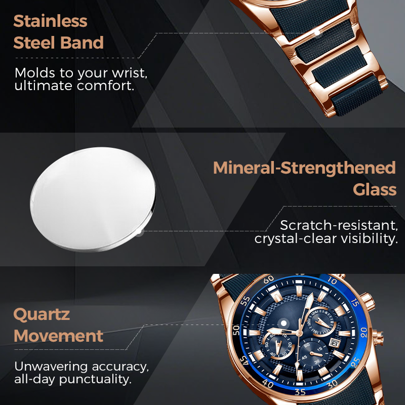 ✨ Men's Waterproof Multifunctional Quartz Watch – Chronograph Design, Luminous Hands & Stainless Steel 🌊