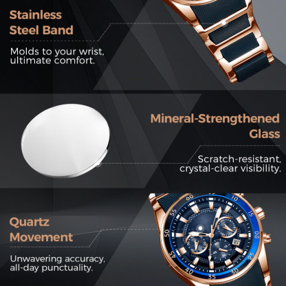 ✨ Men's Waterproof Multifunctional Quartz Watch – Chronograph Design, Luminous Hands & Stainless Steel 🌊