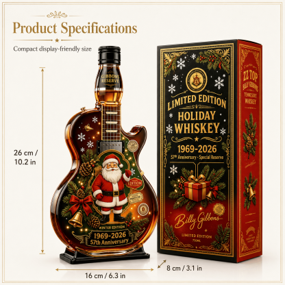 🎸Limited Edition Winter Reserve Design With 3D Guitar Shape, Amber Glow Finish & Festive Holiday Artwork 🥃✨