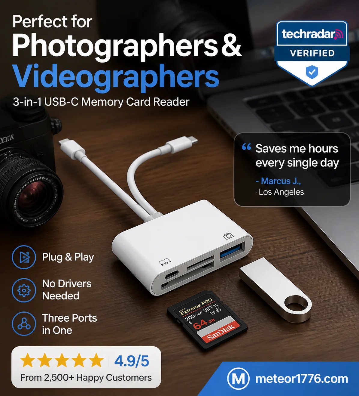 4-in-1 USB-C Memory Card Reader