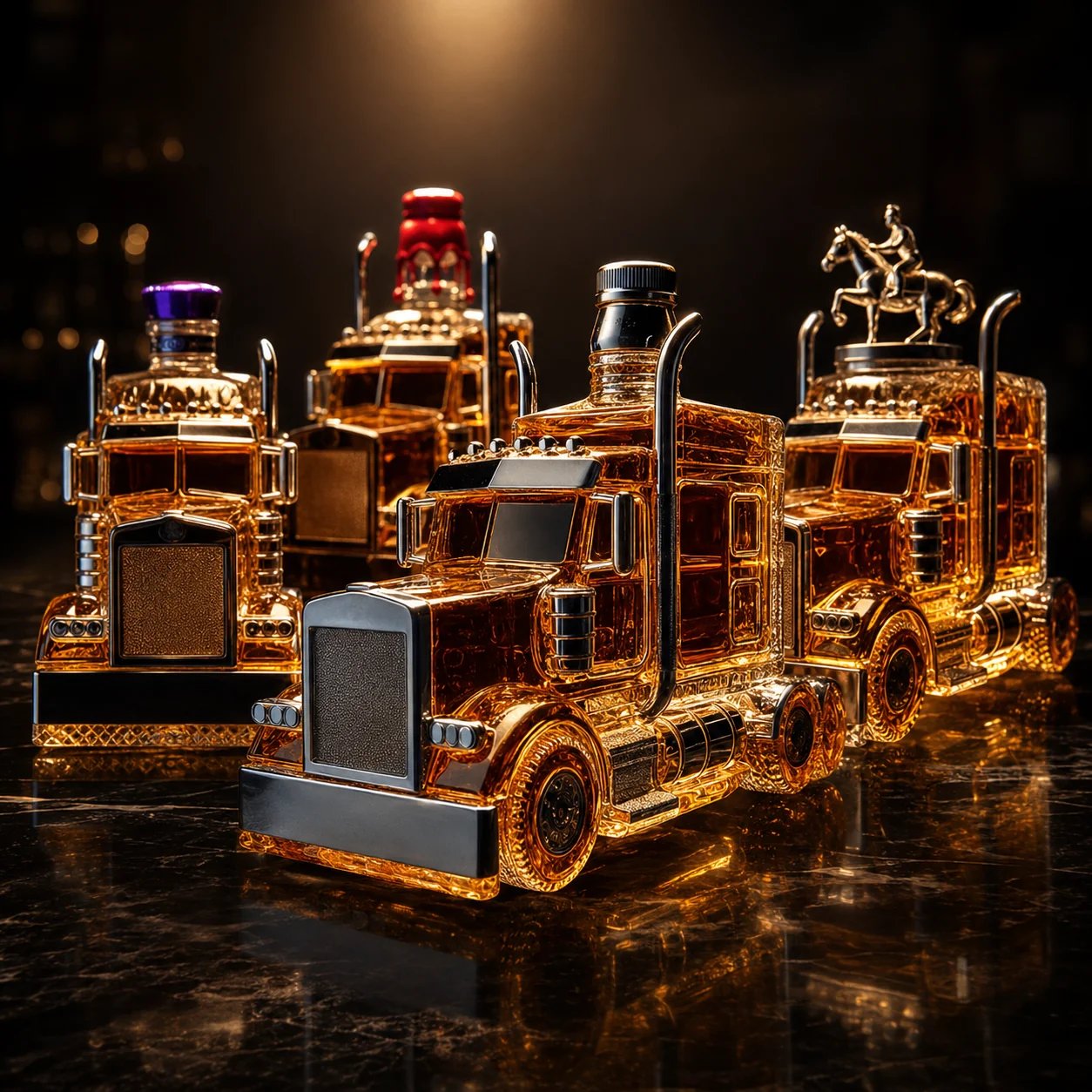 Classic Truck Glass Wine Bottle | Vintage Bar Decor Gift