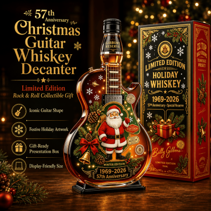🎸Limited Edition Winter Reserve Design With 3D Guitar Shape, Amber Glow Finish & Festive Holiday Artwork 🥃✨