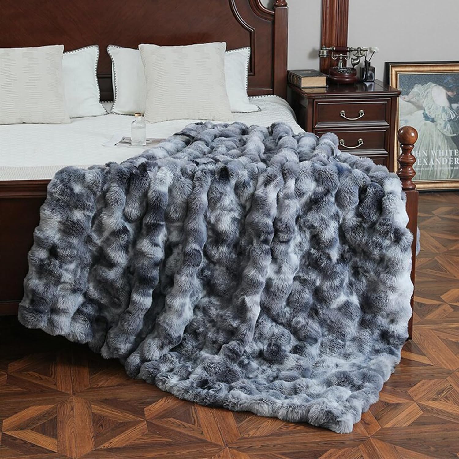 Fuzzy Faux Fur Throw Blanket, Warm Cozy Plush Fluffy Blankets, Colorfu
