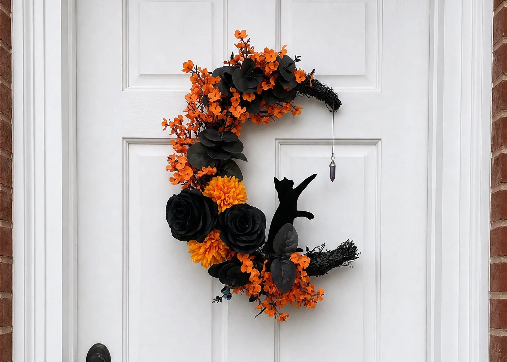 Handmade Halloween Cat Wreath🐈‍⬛🌙