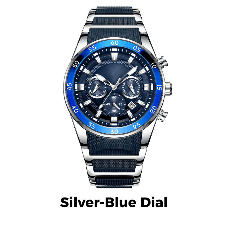 ✨ Men's Waterproof Multifunctional Quartz Watch – Chronograph Design, Luminous Hands & Stainless Steel 🌊