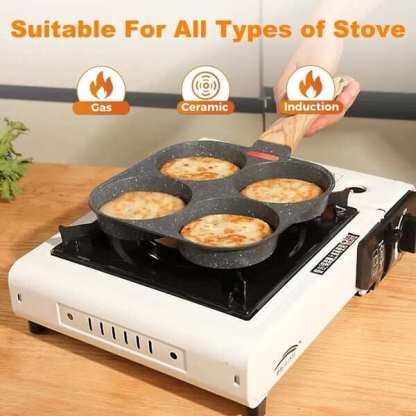 🔥Last Day Discount🔥🍳Non-stick Egg Frying Pan, 4 Holes Skillet With Handle🍳