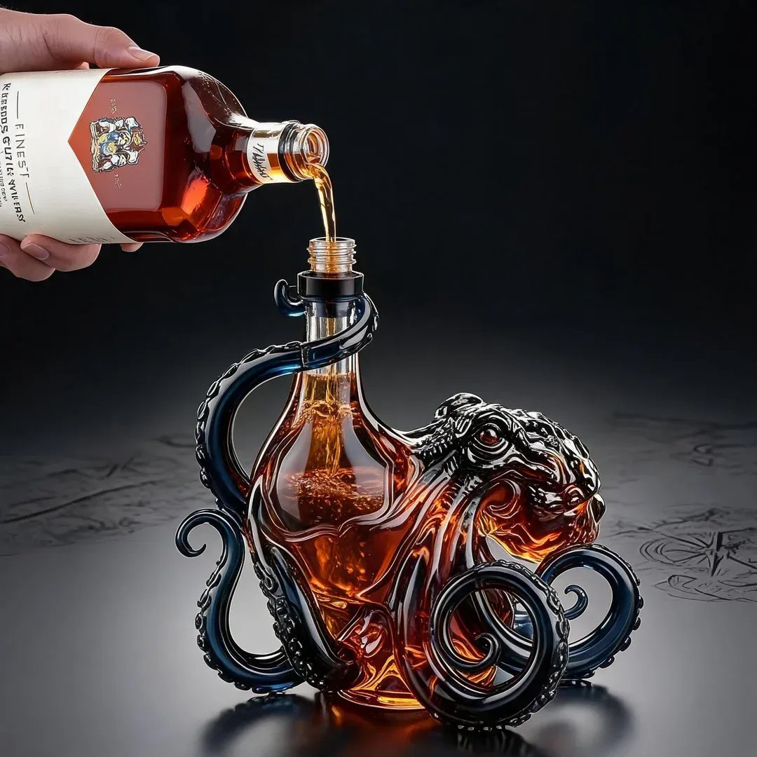 📦Limited Stock • Restock Takes Time⏰🐙3D Sculpted Octopus Collector's Edition Bottle🥃