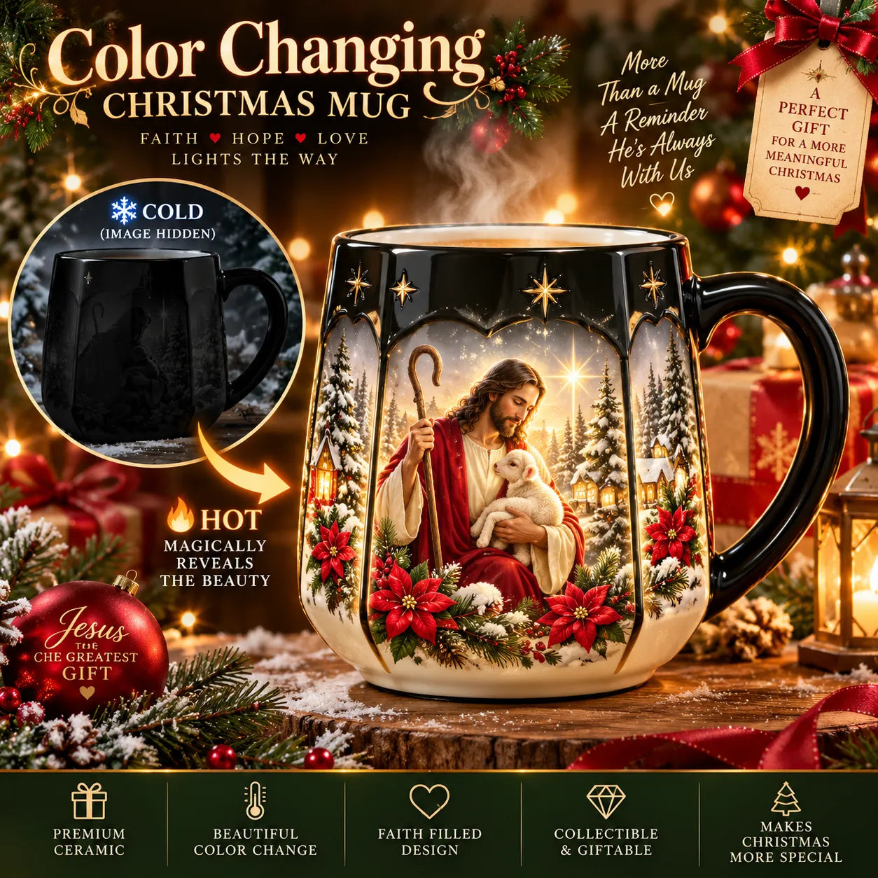 🎄 🎁Christmas Magic Color-changing Mug – Heat Reveal Holiday Gift