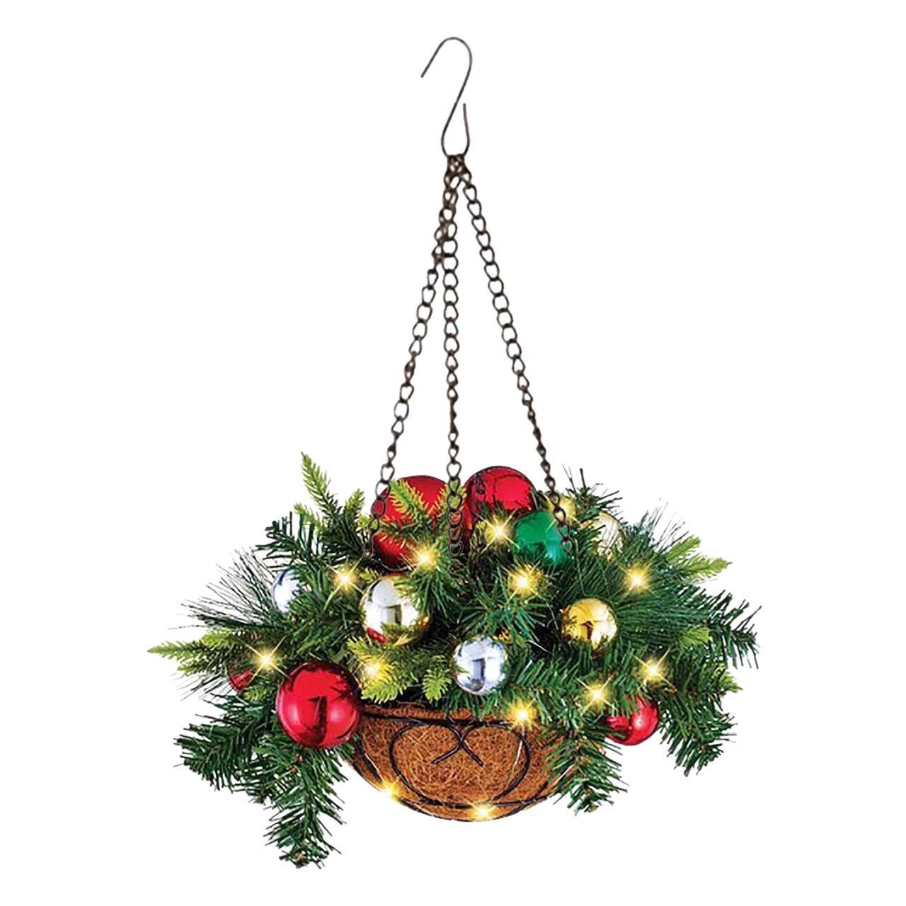 🎄🏆Christmas basket with built-in lights |🎄 With built-in lights, weatherproof and maintenance-free