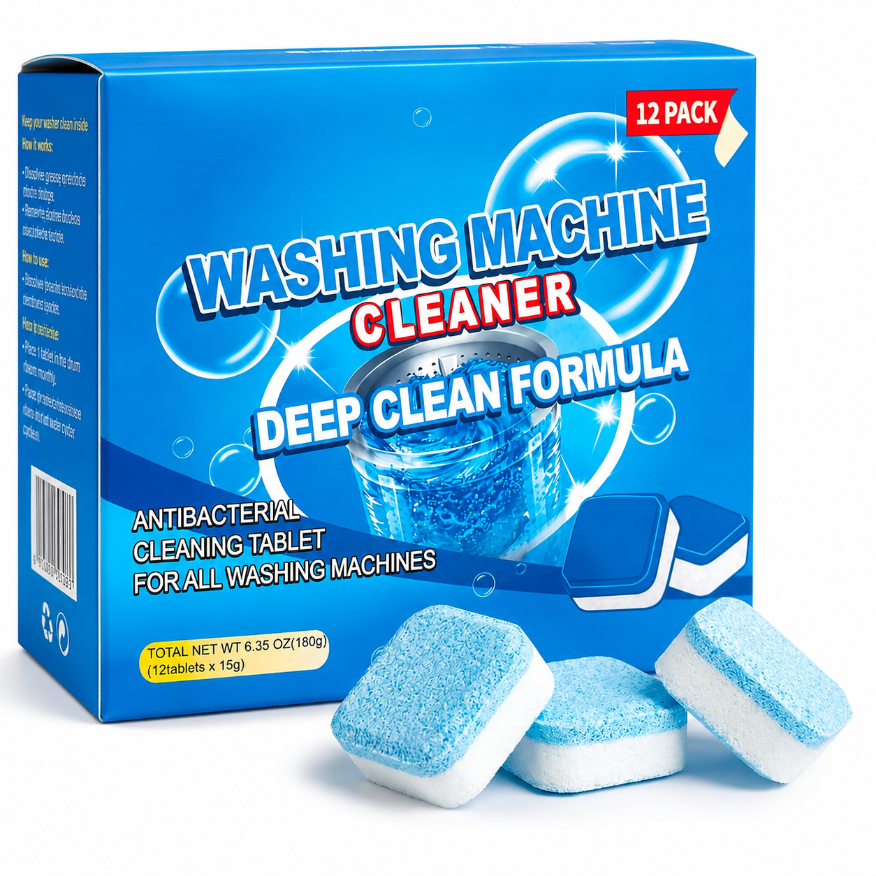 Drain Cleaning Tablets for Sinks, Showers & Washing Machines