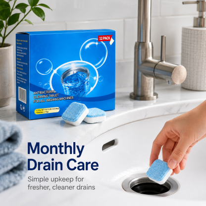 Drain Cleaning Tablets for Sinks, Showers & Washing Machines
