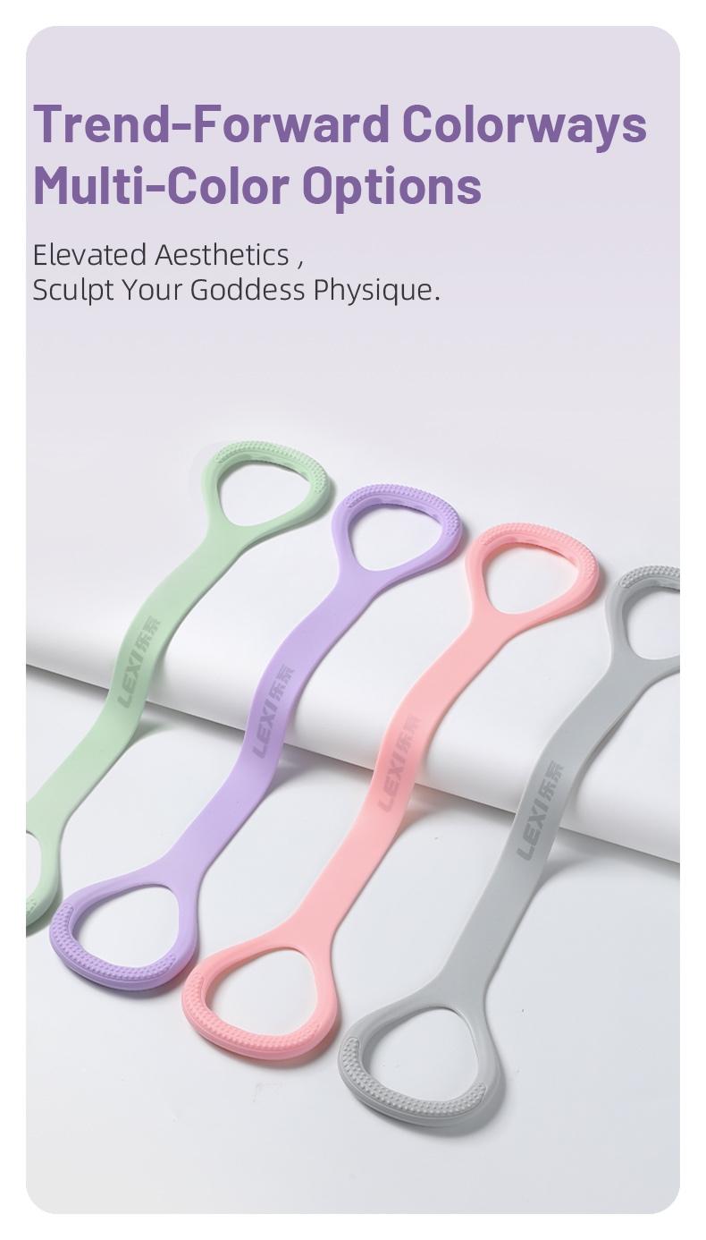 LEXI Resistance Bands Figure 8 Exercise Bands for Women Silicone Material Expander Band for Arms Chest Home Gym Yoga Equipment Quick Workout for Muscle Toning Physical Therapy Stretching Gear - Fitness Accessories