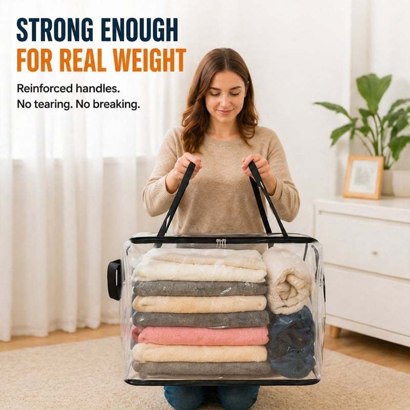 📦Large Heavy-Duty Thick Clear Storage Bag for Clothes, Moving & Storage