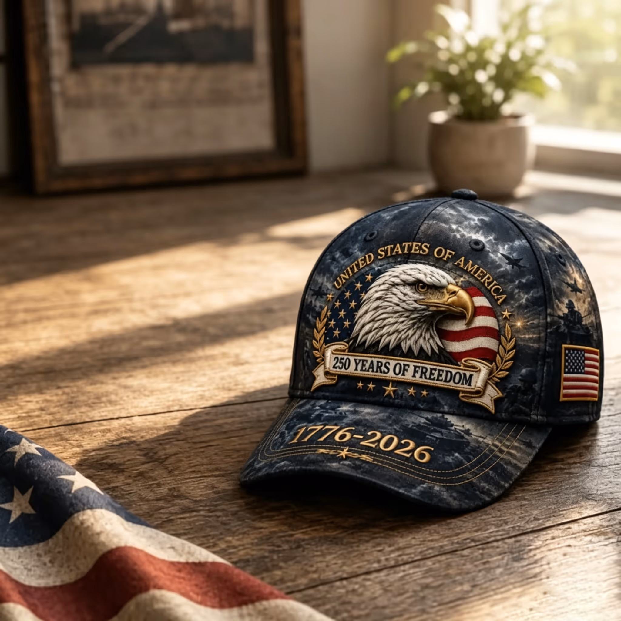Printed Patriotic Vintage Baseball Hat – 1776–2026 American Tribute Edition