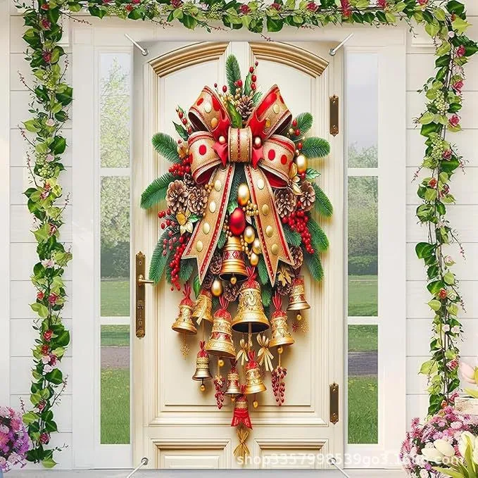 🔥 Santa Christmas Door trim with Punched holes at the four corners, with rope included | Reusable Holiday Decor