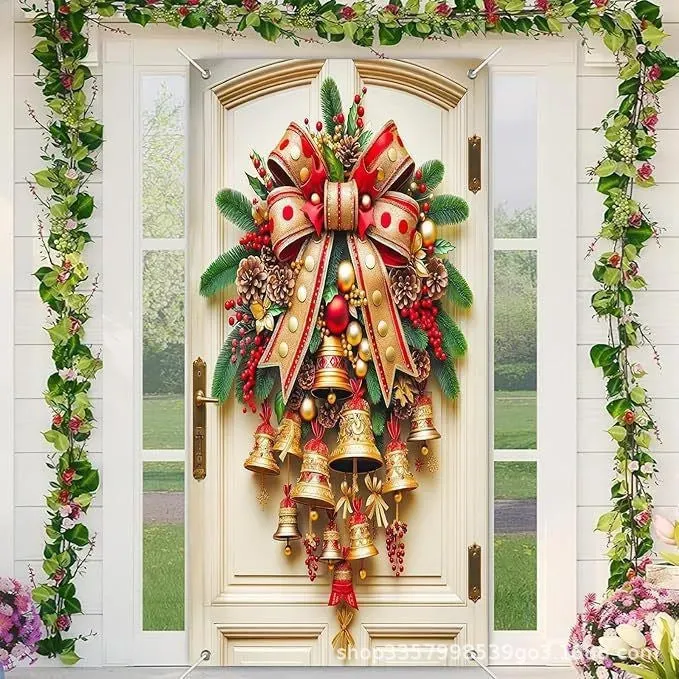 🔥 Santa Christmas Door trim with Punched holes at the four corners, with rope included | Reusable Holiday Decor