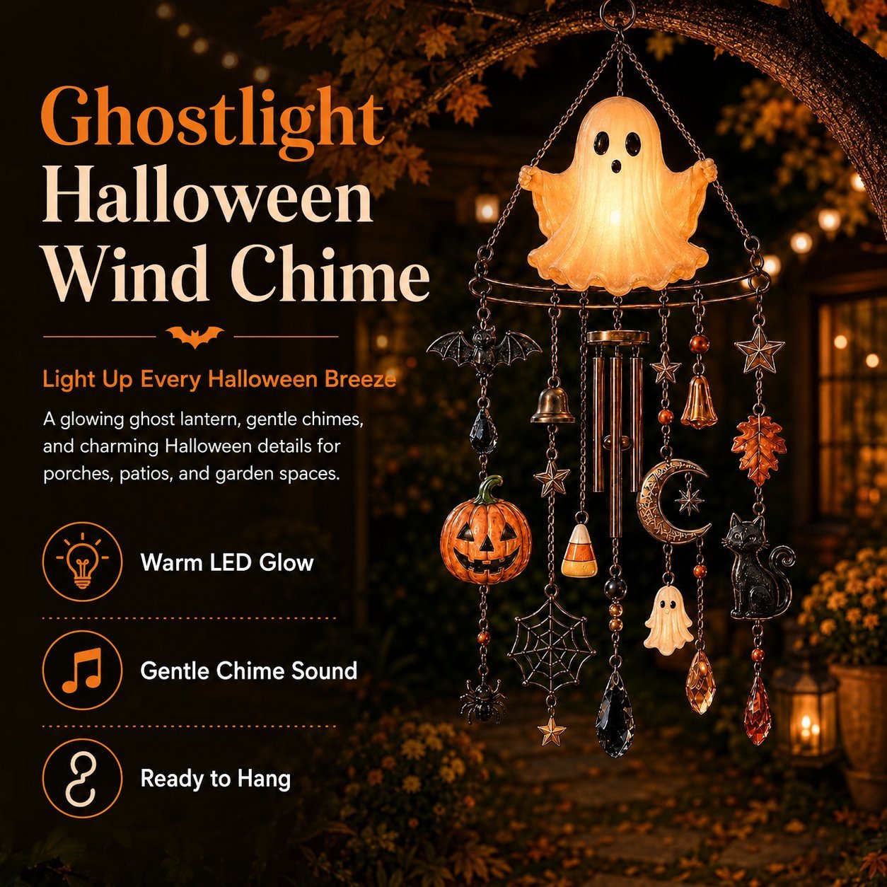 👻 Haunted Glow Ghost Wind Chime