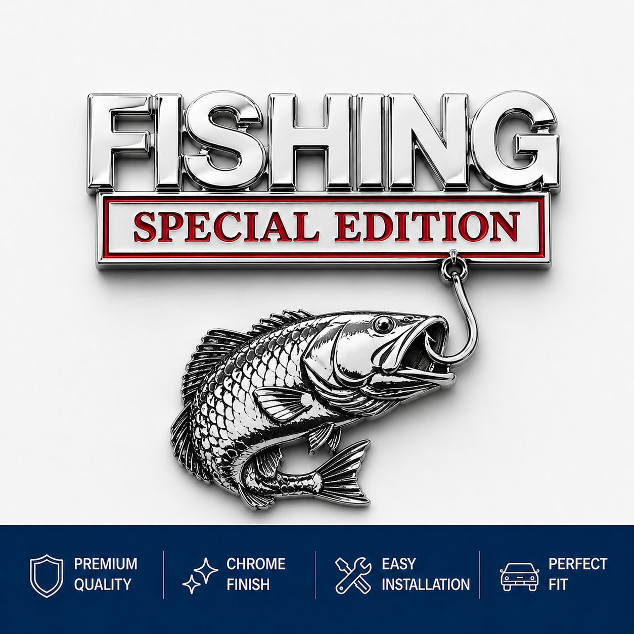 🔥 🎣 Fishing Special Edition Premium 3D Metal Vehicle Emblem Badge
