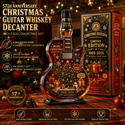 🎸Limited Edition Winter Reserve Design With 3D Guitar Shape, Amber Glow Finish & Festive Holiday Artwork 🥃✨