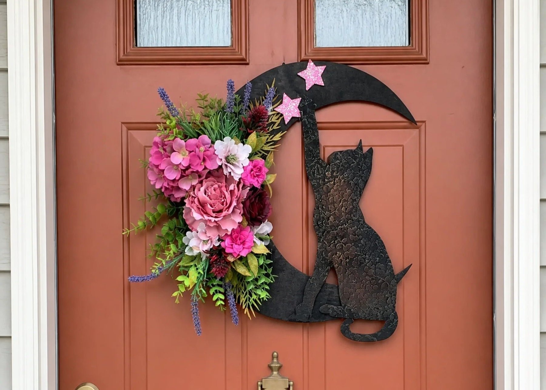 Handmade Halloween Cat Wreath🐈‍⬛🌙