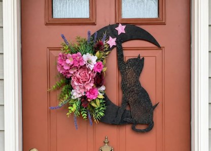 Handmade Halloween Cat Wreath🐈‍⬛🌙