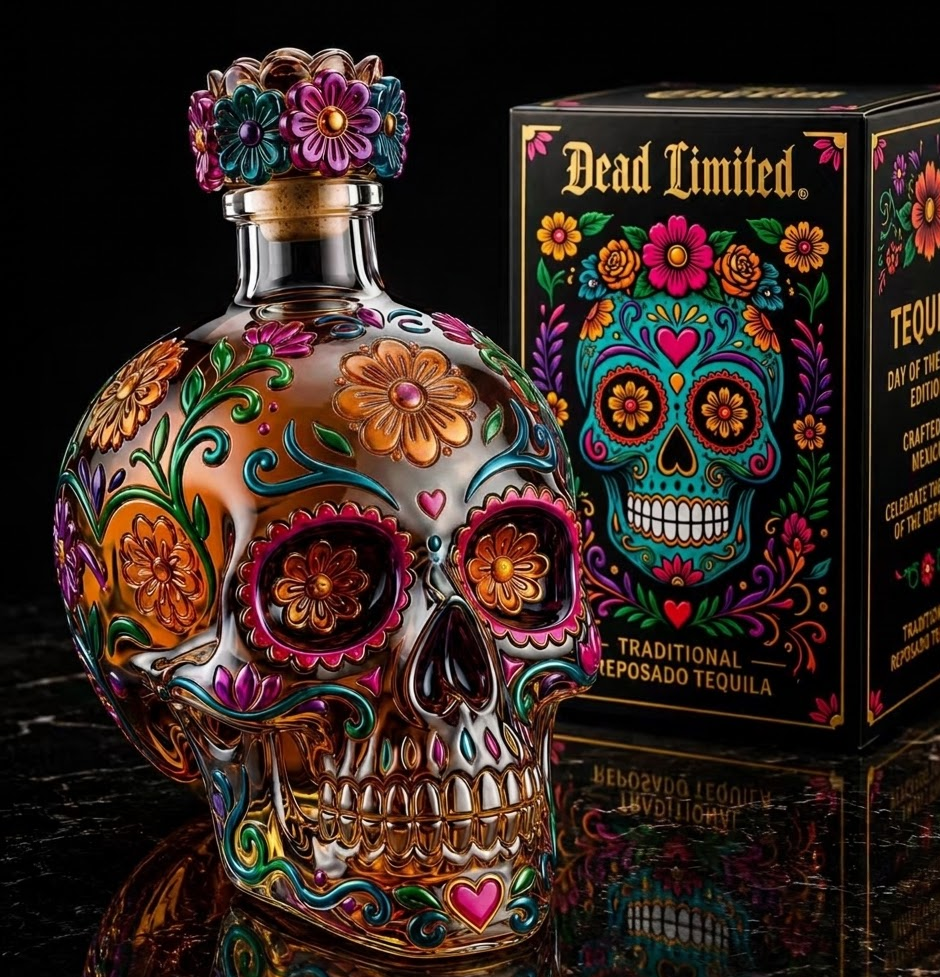 🔥🍷Limited edition Day of the Dead tequila bottle🎁