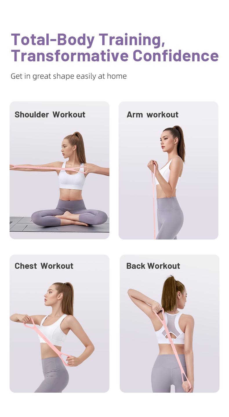 LEXI Resistance Bands Figure 8 Exercise Bands for Women Silicone Material Expander Band for Arms Chest Home Gym Yoga Equipment Quick Workout for Muscle Toning Physical Therapy Stretching Gear - Fitness Accessories