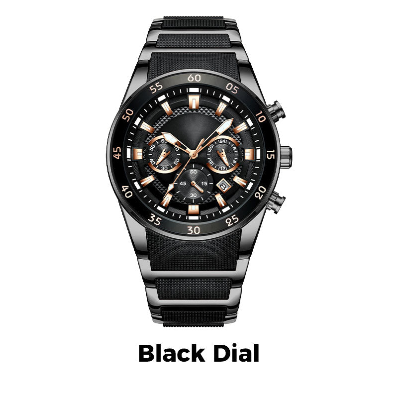 ✨ Men's Waterproof Multifunctional Quartz Watch – Chronograph Design, Luminous Hands & Stainless Steel 🌊