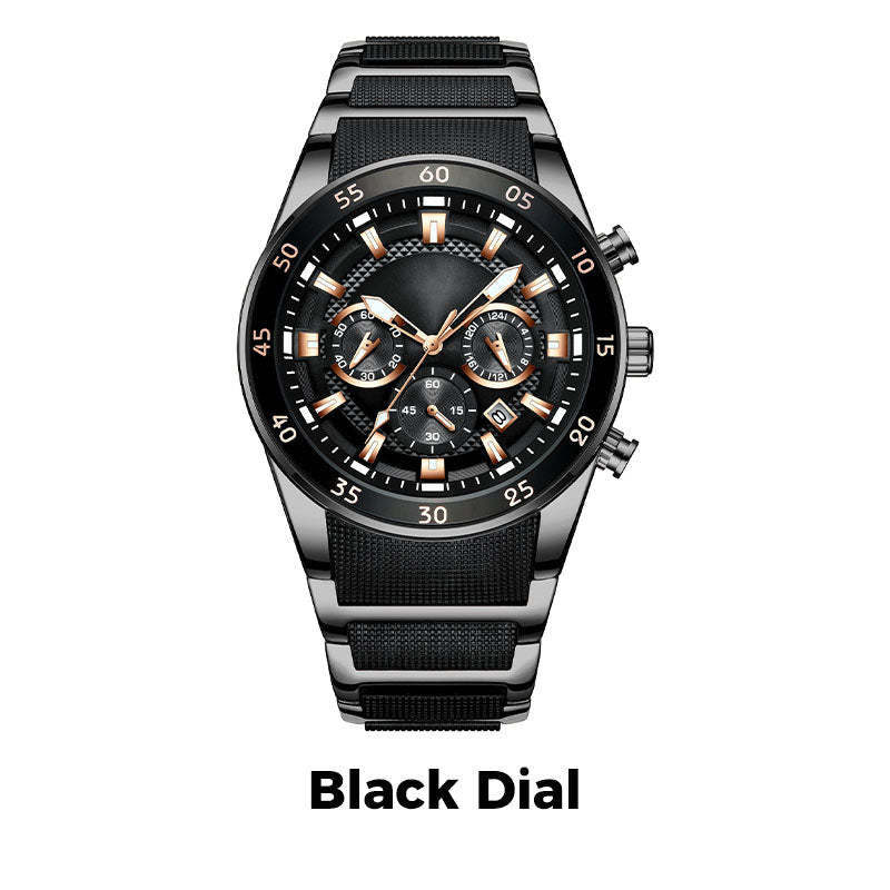 ✨ Men's Waterproof Multifunctional Quartz Watch – Chronograph Design, Luminous Hands & Stainless Steel 🌊