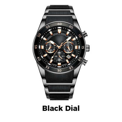 ✨ Men's Waterproof Multifunctional Quartz Watch – Chronograph Design, Luminous Hands & Stainless Steel 🌊