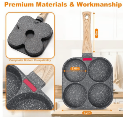 🔥Last Day Discount🔥🍳Non-stick Egg Frying Pan, 4 Holes Skillet With Handle🍳