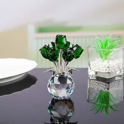 ✨🌹Crystal Colorful Rose Flower Collectible Figurine with Vase