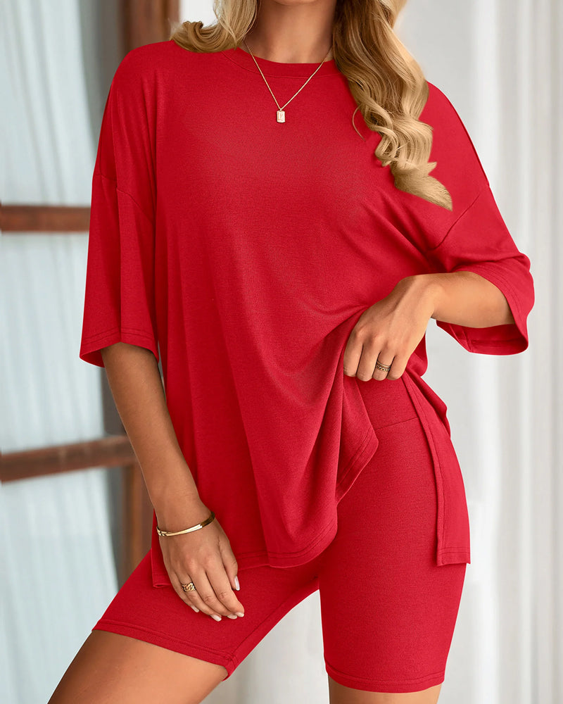 Women's Summer Two-Piece Set Split Hem Lounge