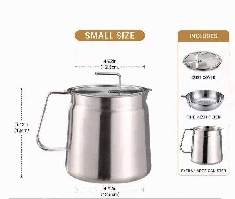 68oz 304 Stainless Steel Deep Fryer Pot with Basket & Strainer